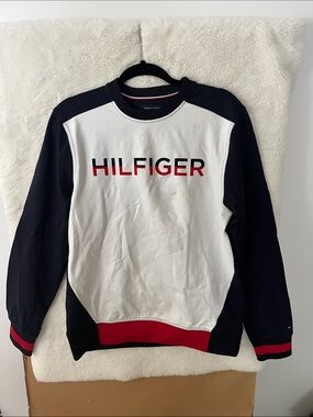 Tommy Hilfiger Colorblock Crewneck Sweatshirt Men’s Medium Navy White Red